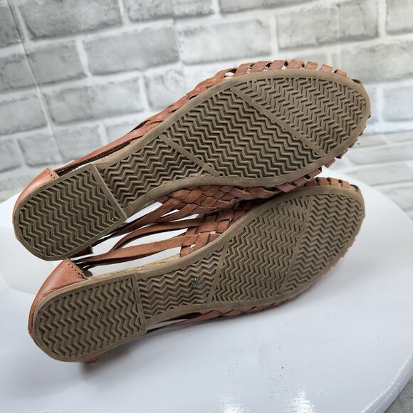 Macarena Collection Huarache Women's 25- 8 US Genuine Leather Tan Slip On Sandal - Picture 9 of 11